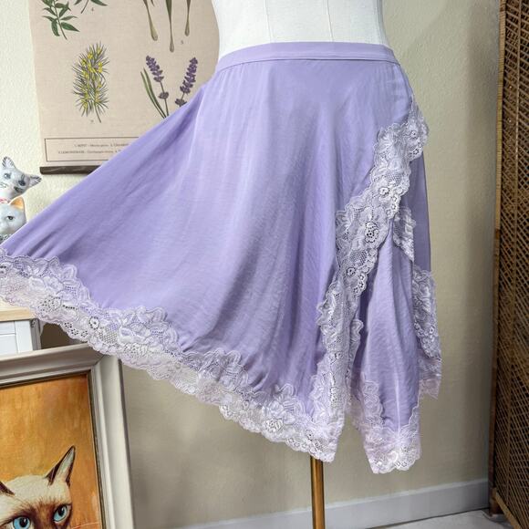 Free People NWT Neon Nights Asymmetric Lace Slip Skirt Fairy Whimsy Romantic M - Picture 4 of 7